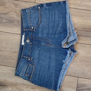 Kendall + Kylie Denim Jean Cut off Short Shorts Braided belt loops